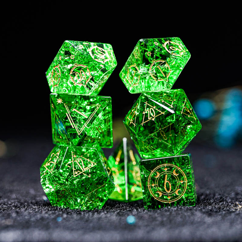 Board Game Logo - Ensemble de dés en verre vert