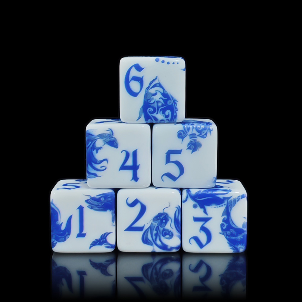 Board Game Electronic Table - 12 dés en porcelaine bleue et