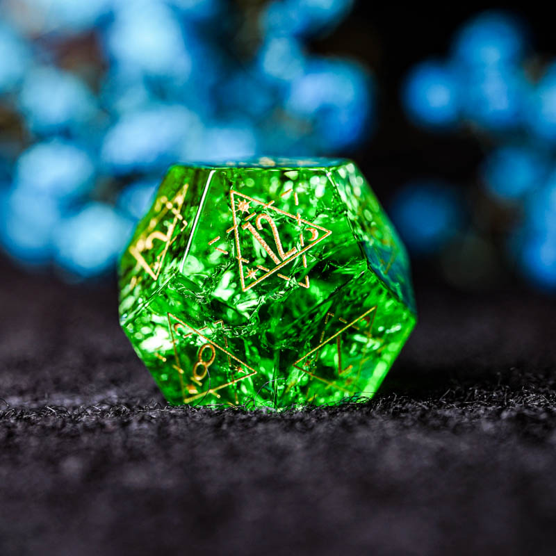 Ensemble de dés en verre vert  - Board Game Logo avis et prix